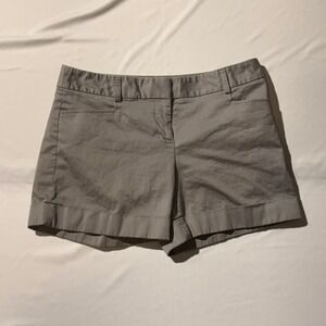Express Editor Chino Shorts Womens 2 Gray Cuffed Mid Rise Casual Summer Cotton